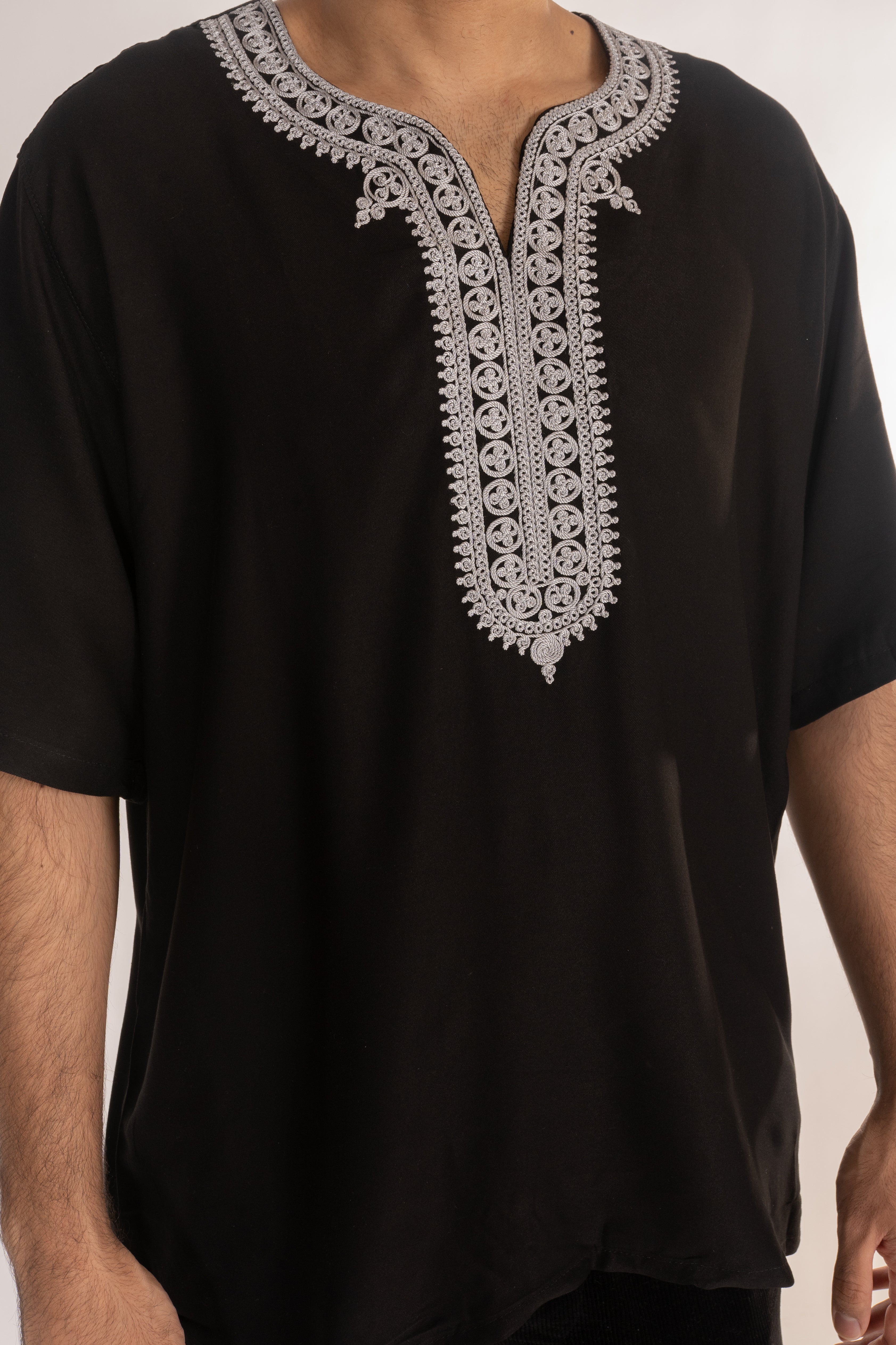 T-Shirt Schwarz-Silber